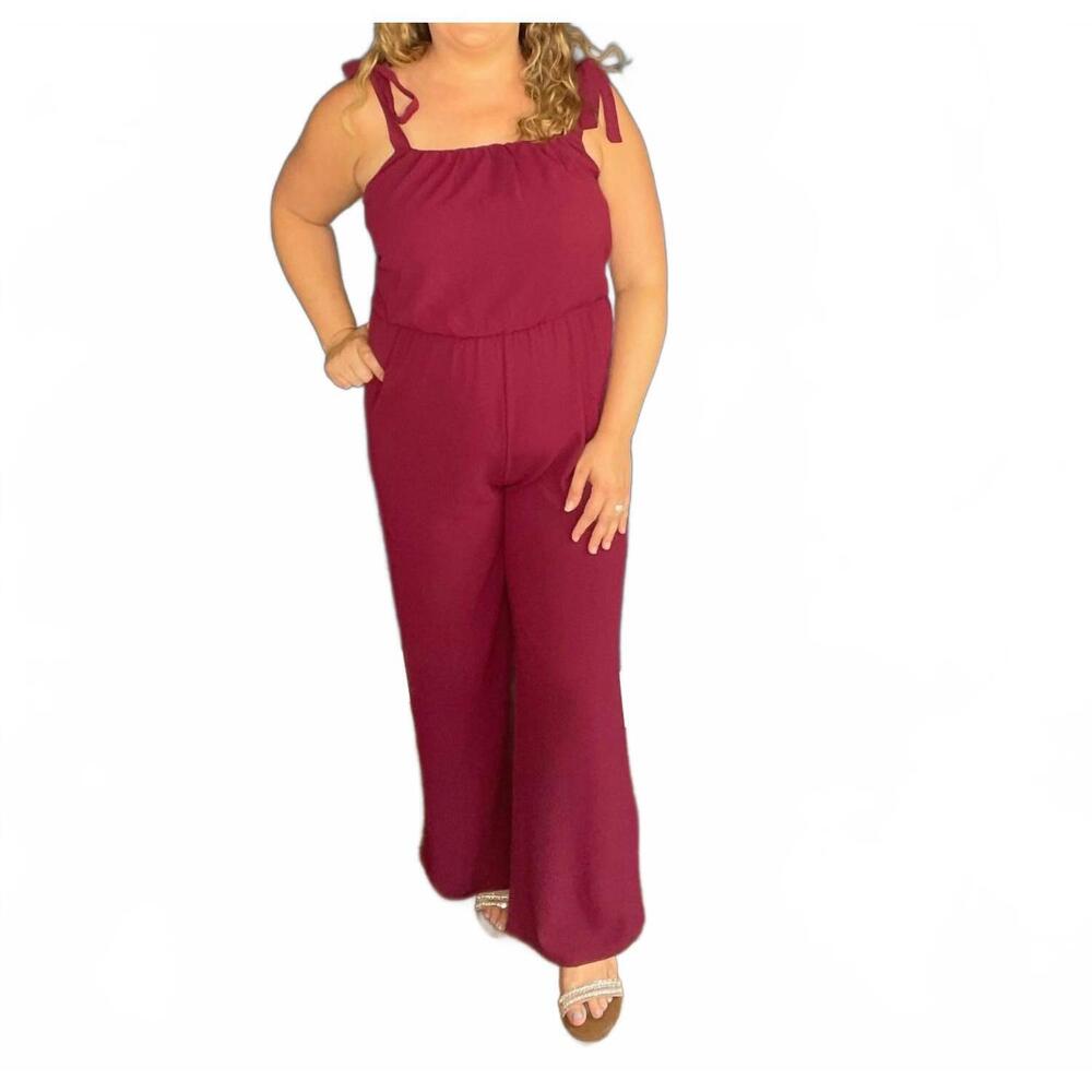 NEW TYCHE tie shoulder jumpsuit in wine